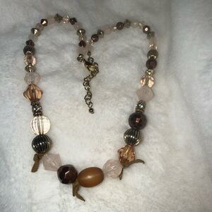 Source Unknown Brown and Gold Beaded Necklace